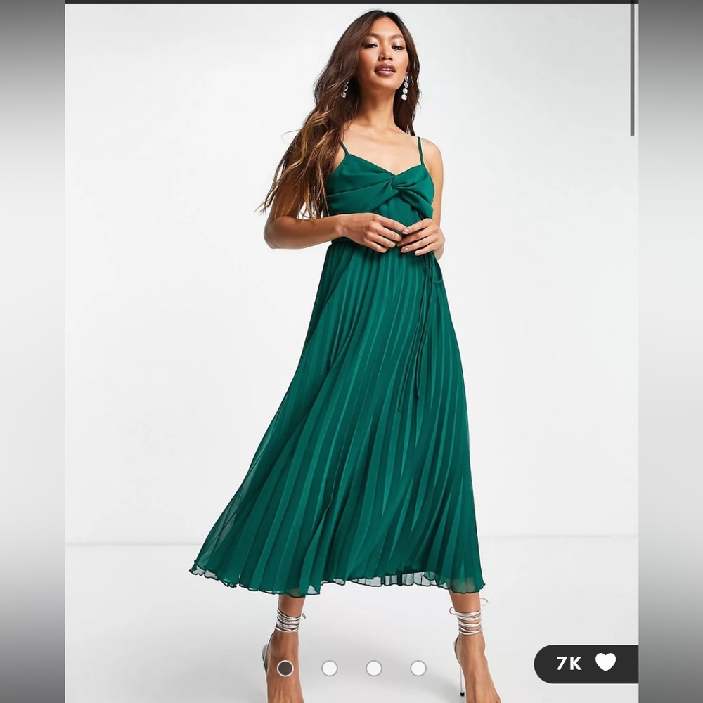 ASOS Twist Front Pleated Midi Dress